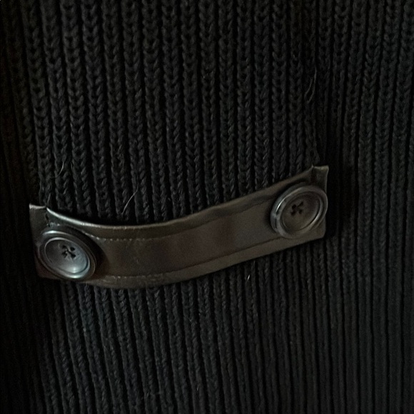 EUC Signature Jones NY Jacket- Button Up Black Faux Leather and Knit Sz L - Picture 6 of 11